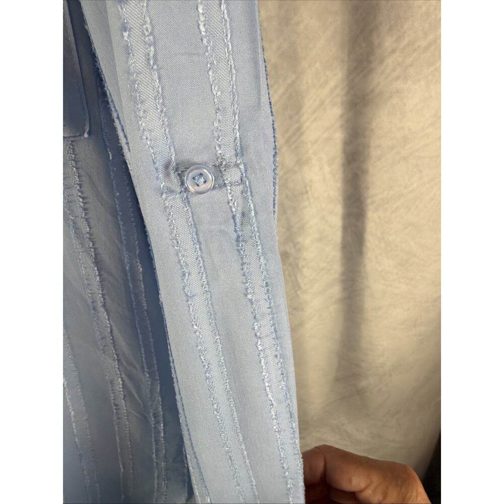 Como Vintage Long Sleeve Button Up w/ Pocket, Blue Chambray Womens Shirt Sz L - Picture 5 of 10